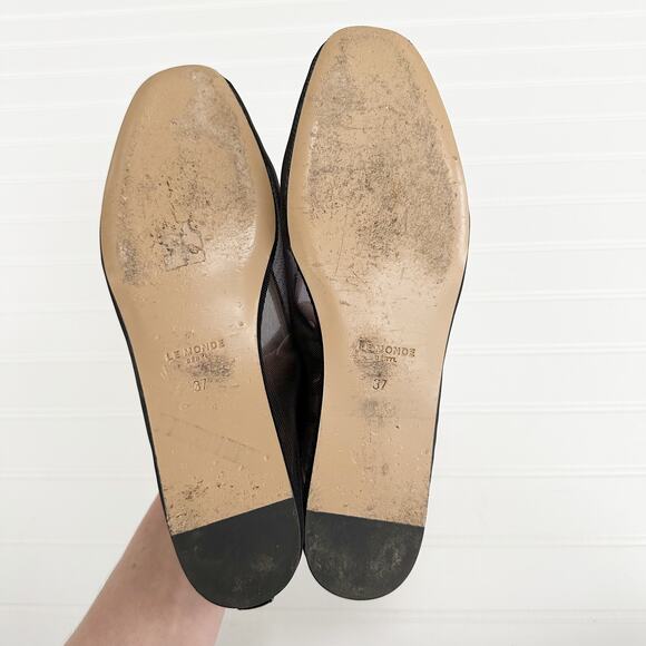 Le Monde Beryl Sheer Mesh Leather Lined Ballet Flats Black Slipper - Picture 4 of 13